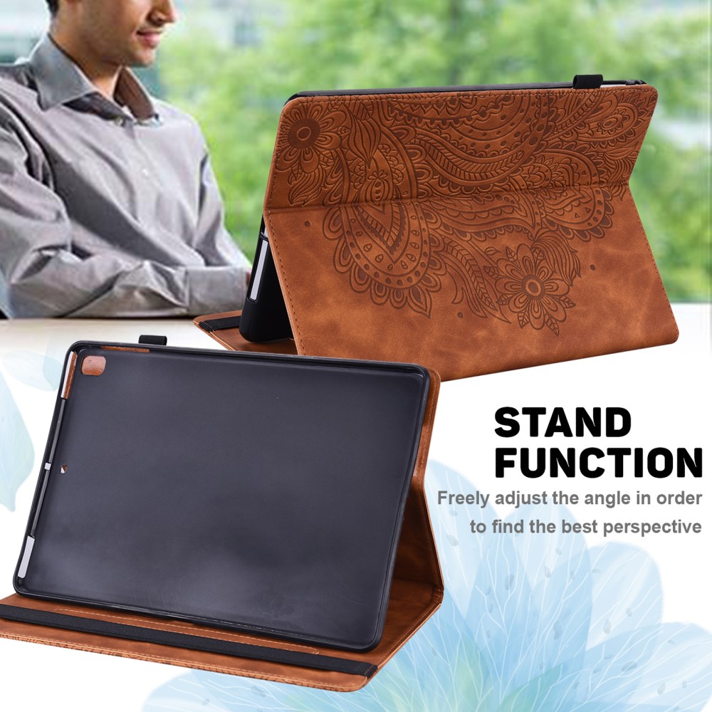  iPad Mini 2024/2021 Fodral Mandala Flower Case Stand Brun