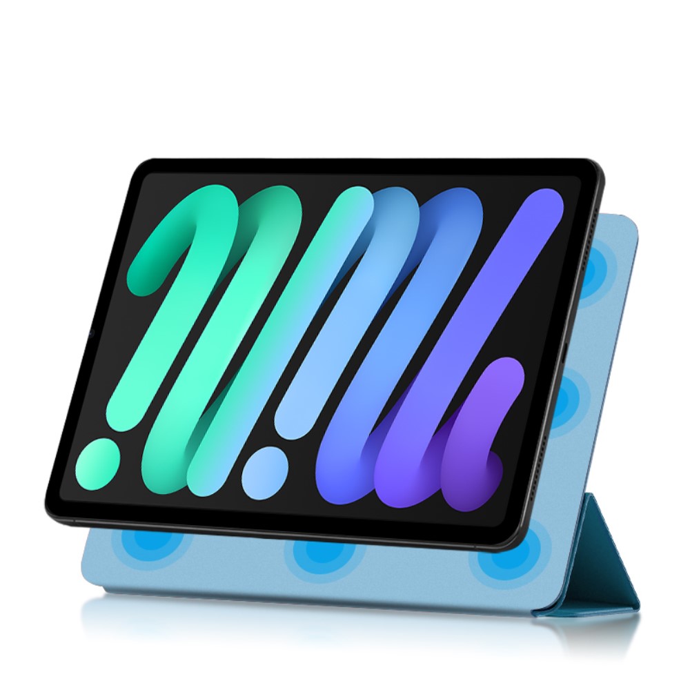  iPad Mini 2024/2021 2in1 Magnetiskt Tri-Fold Fodral Ljus Blå