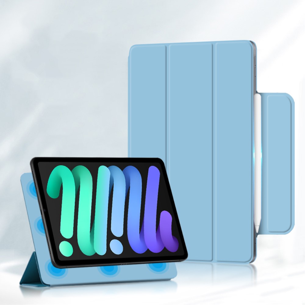  iPad Mini 2024/2021 2in1 Magnetiskt Tri-Fold Fodral Ljus Blå