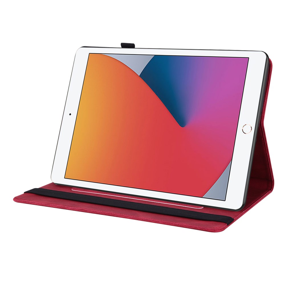 iPad 10.2 2019/2020/2021 Fodral Butterfly Flower Röd