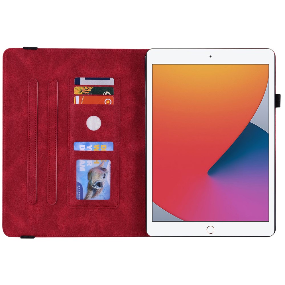  iPad 10.2 2019/2020/2021 Fodral Butterfly Flower Röd