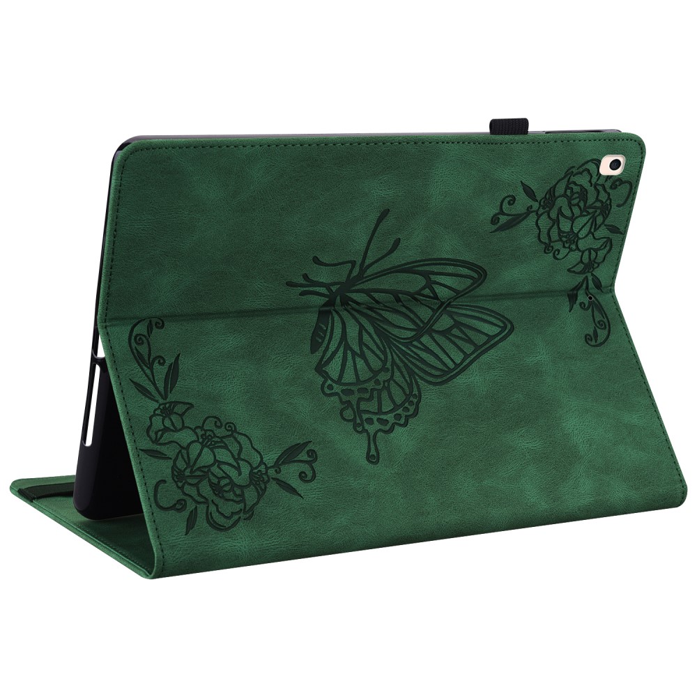  iPad 10.2 2019/2020/2021 Fodral Butterfly Flower Grön