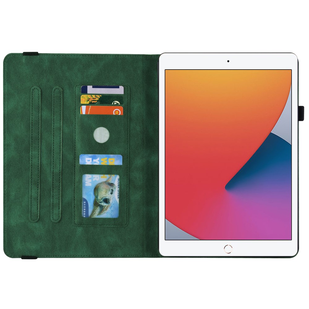  iPad 10.2 2019/2020/2021 Fodral Butterfly Flower Grön
