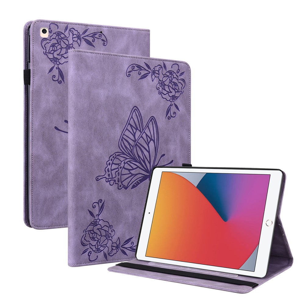  iPad 10.2 2019/2020/2021 Fodral Butterfly Flower Lila