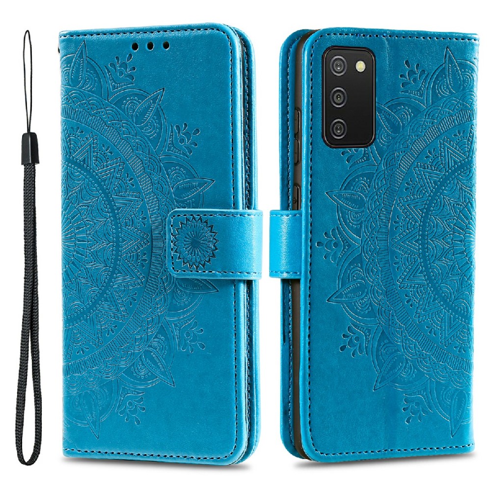  Samsung Galaxy A03s Fodral Mandala Läder Blå