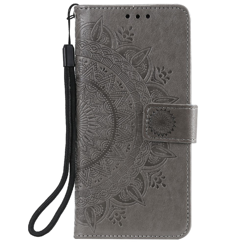 Samsung Galaxy A03s Fodral Mandala Läder Grå