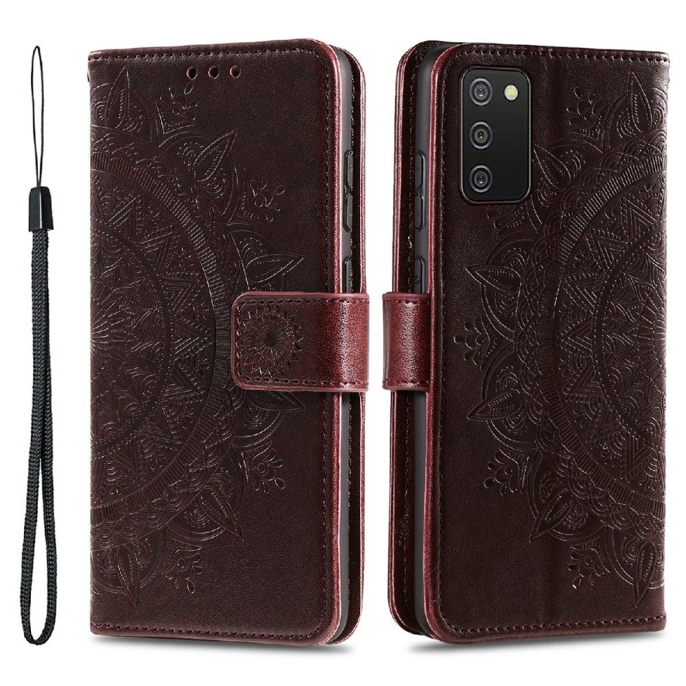  Samsung Galaxy A03s Fodral Mandala Läder Brun