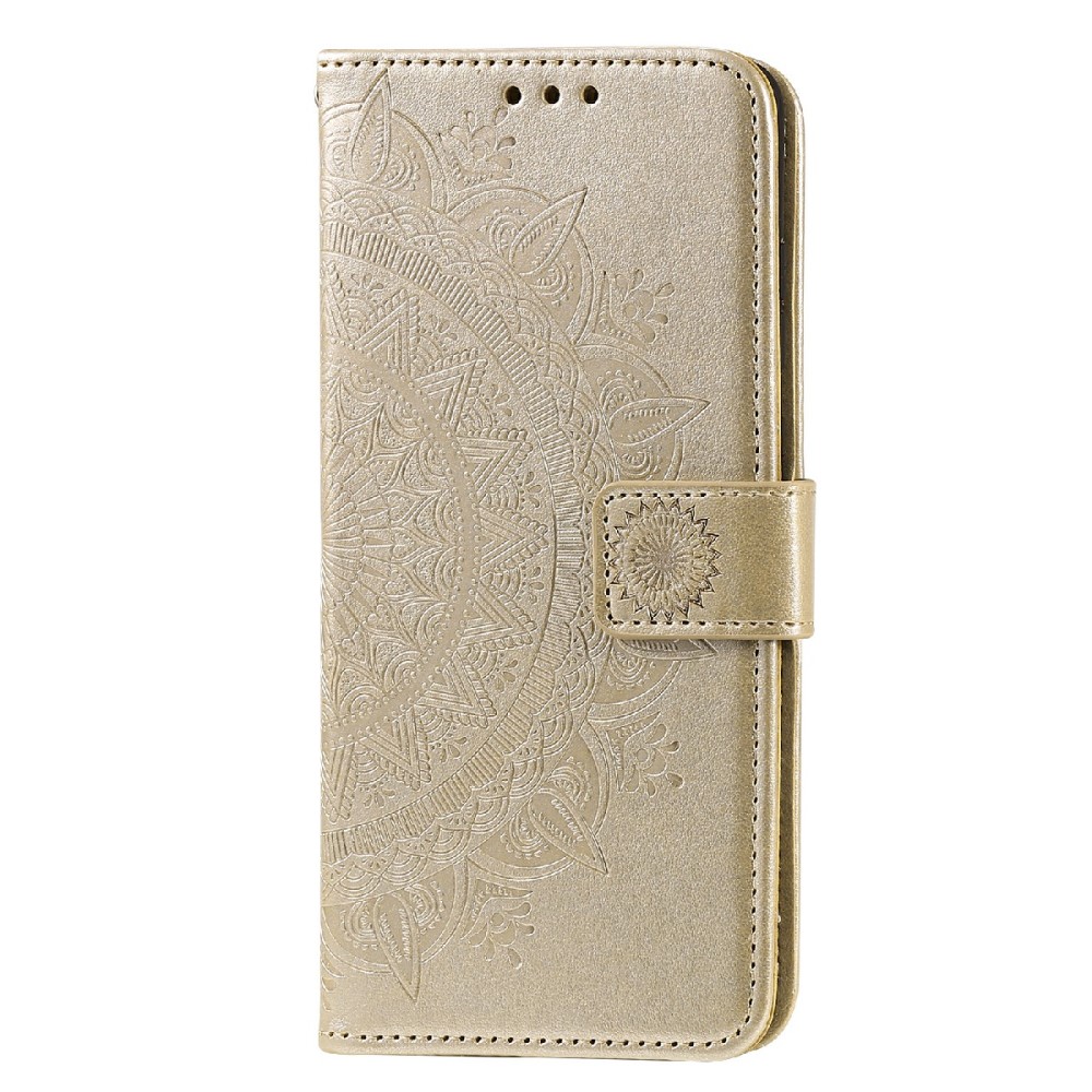  Samsung Galaxy A03s Fodral Mandala Läder Guld