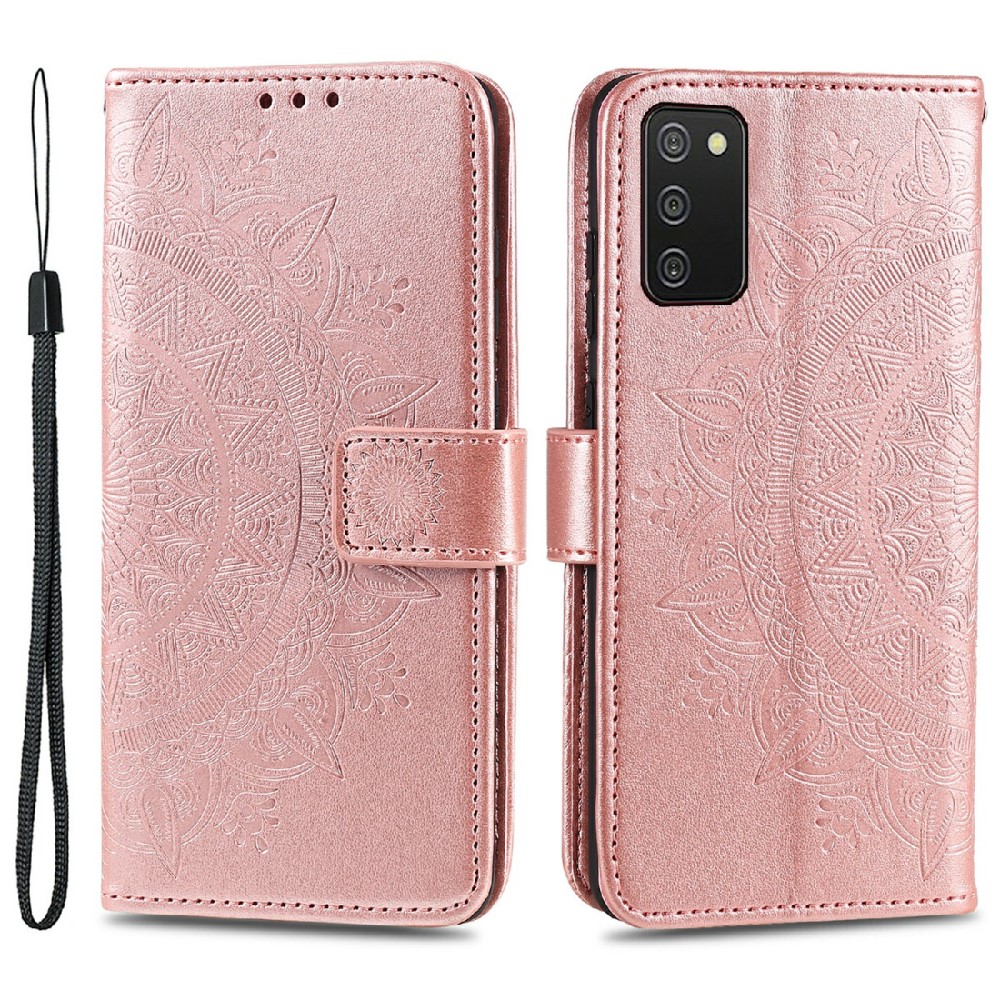  Samsung Galaxy A03s Fodral Mandala Läder Roséguld