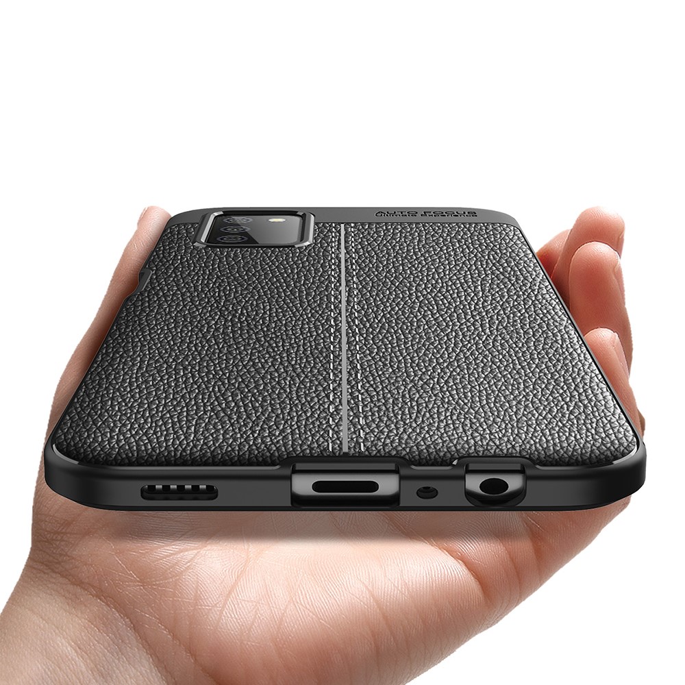  Samsung Galaxy A03s Skal Litchi Textur TPU Svart