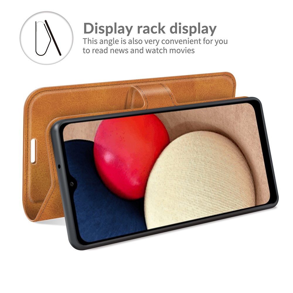  Samsung Galaxy A03s Fodral Läder Ljus Brun