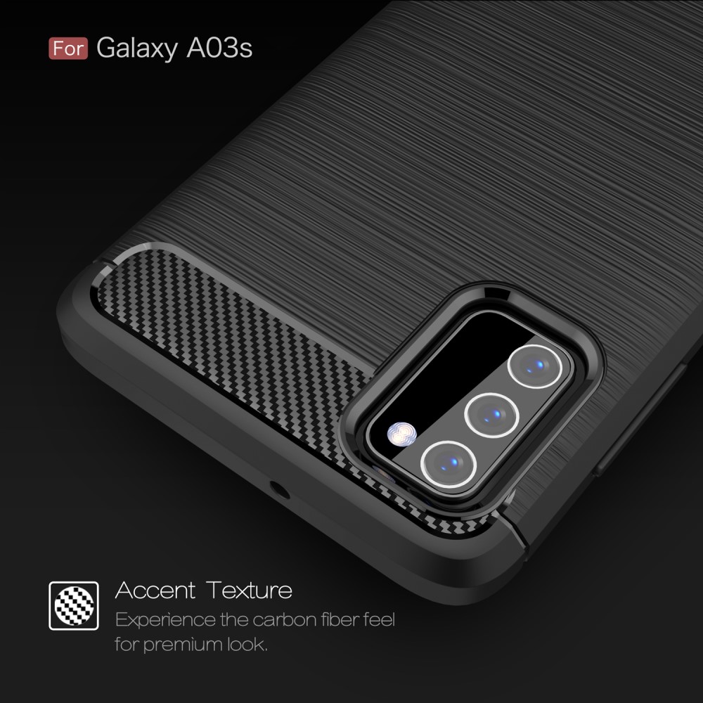  Samsung Galaxy A03s Skal Borstad Stål Textur Svart