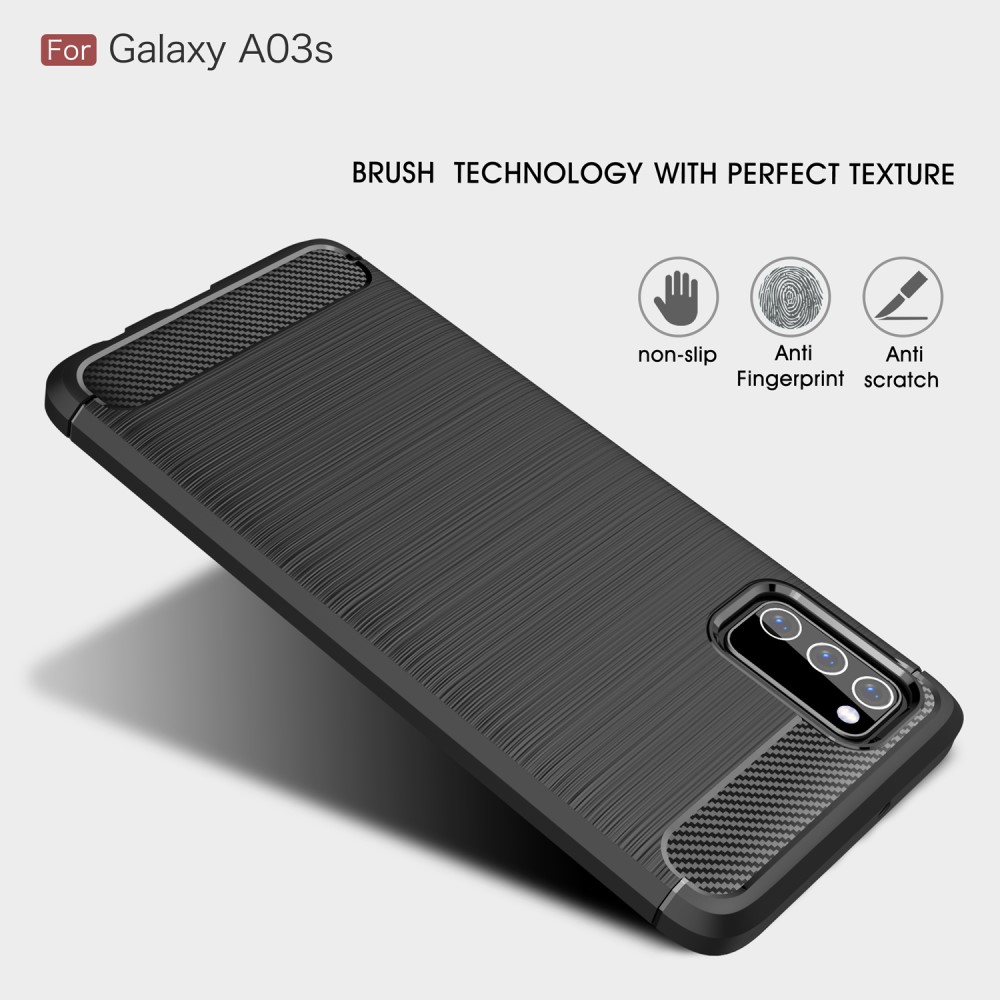  Samsung Galaxy A03s Skal Borstad Stål Textur Svart