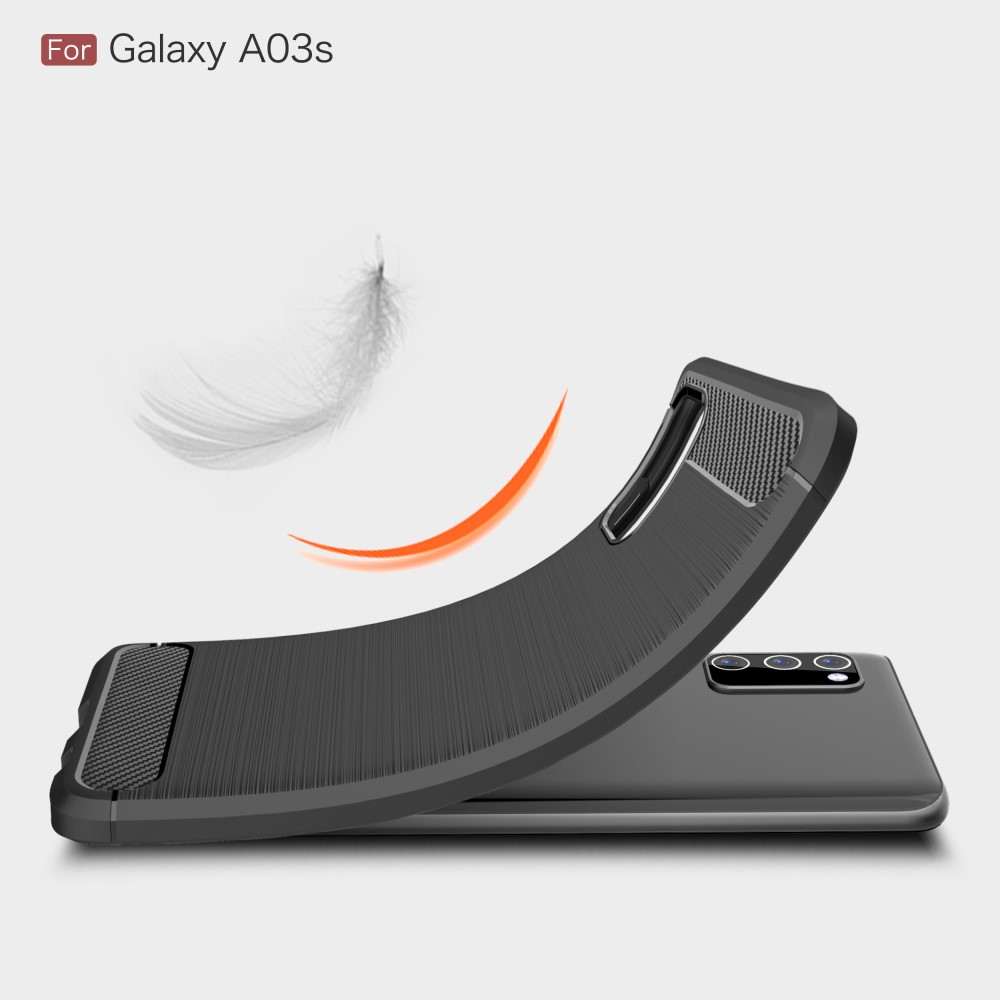  Samsung Galaxy A03s Skal Borstad Stål Textur Blå