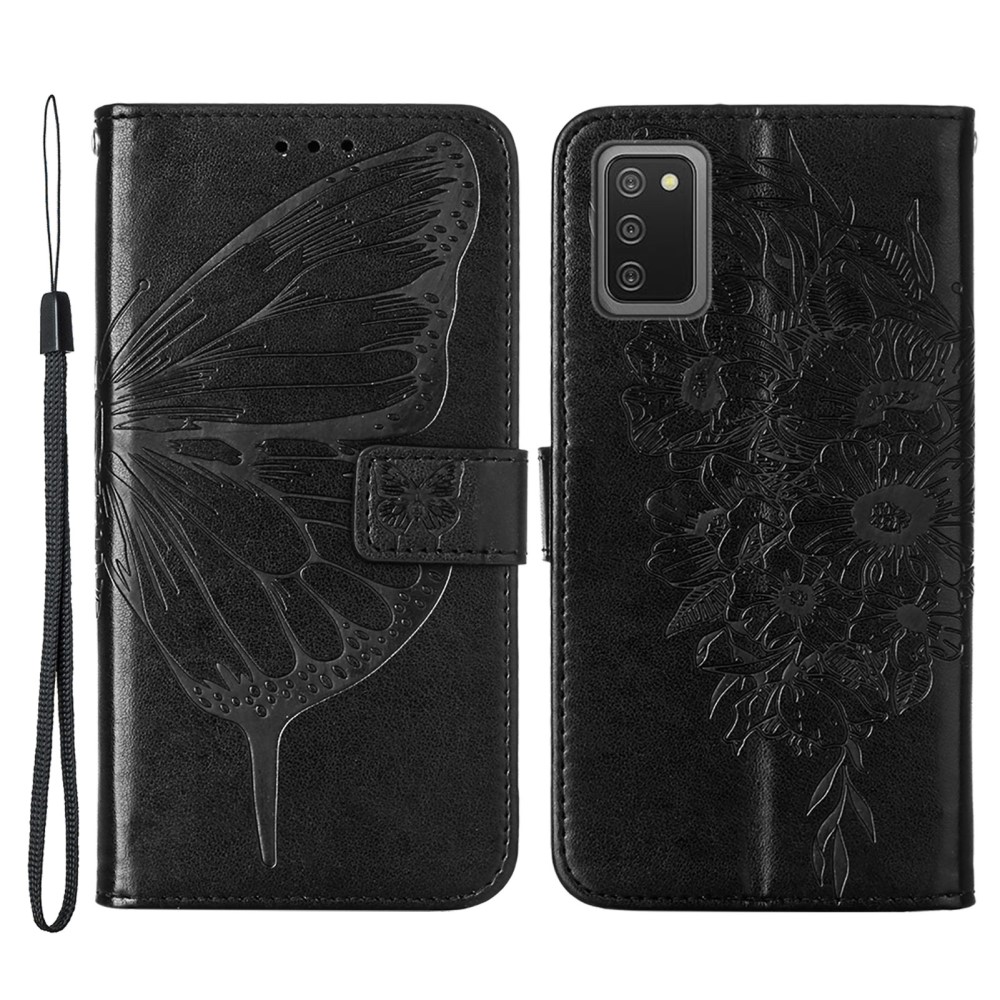  Samsung Galaxy A03s Fodral Tryckt Butterfly Svart