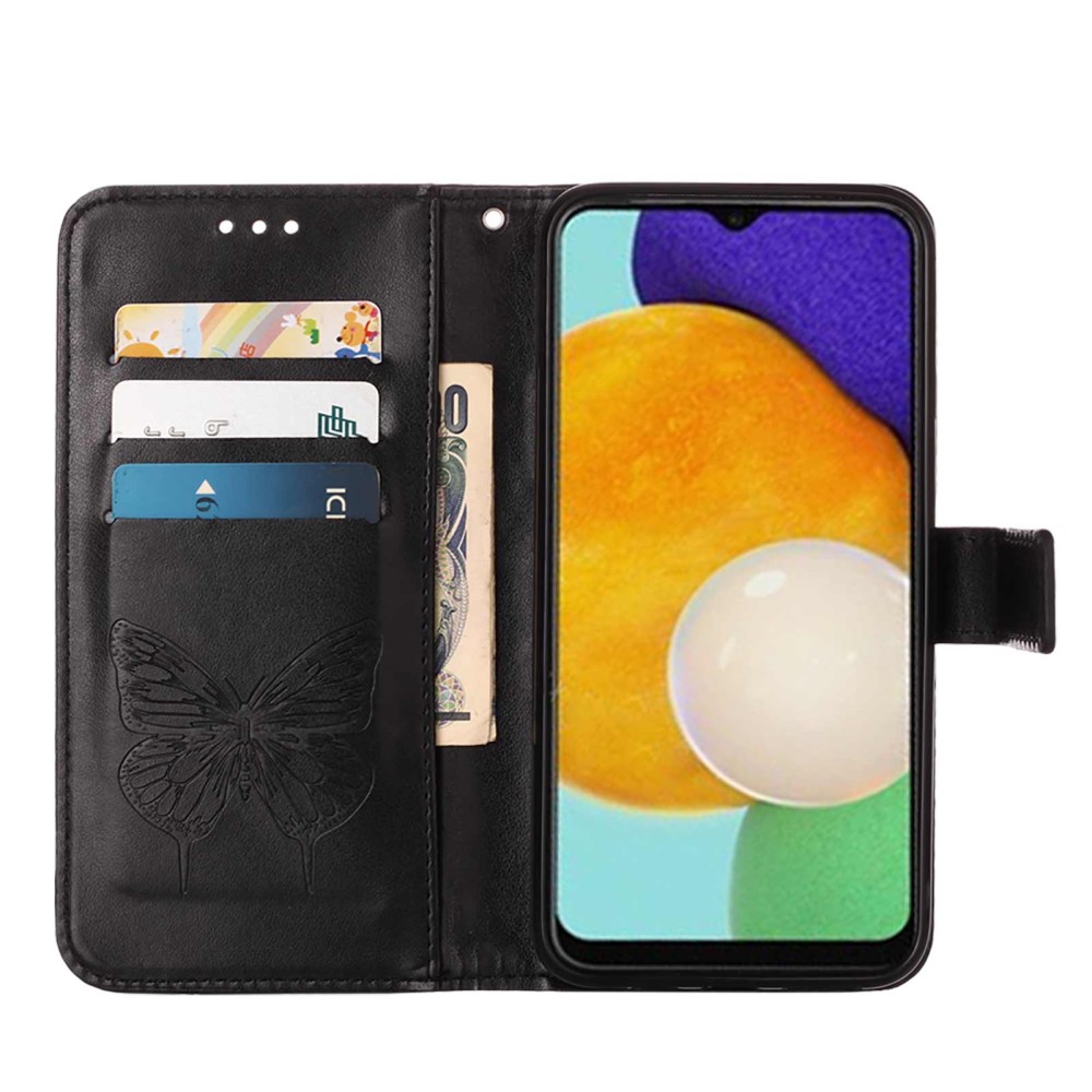  Samsung Galaxy A03s Fodral Tryckt Butterfly Svart