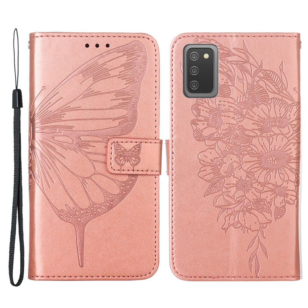  Samsung Galaxy A03s Fodral Tryckt Butterfly Roséguld