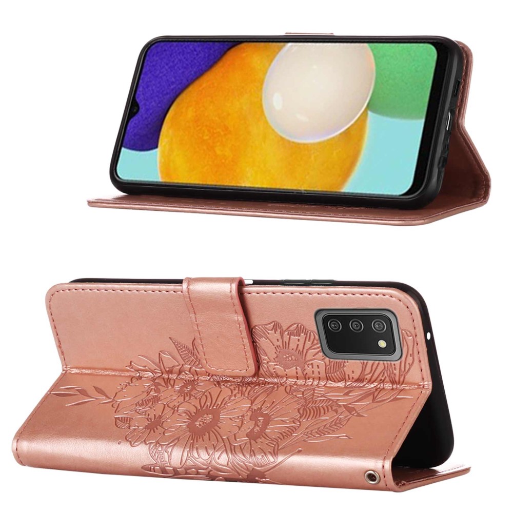 Samsung Galaxy A03s Fodral Tryckt Butterfly Roséguld