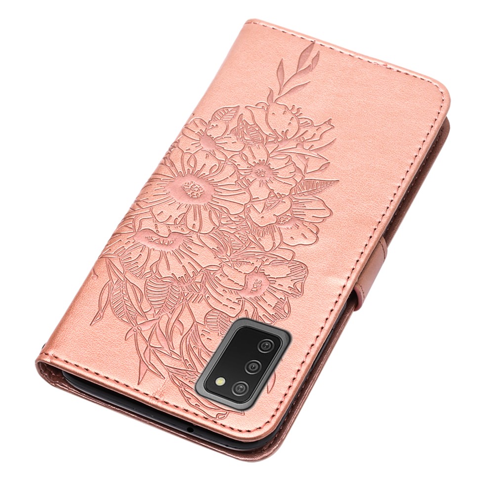  Samsung Galaxy A03s Fodral Tryckt Butterfly Roséguld