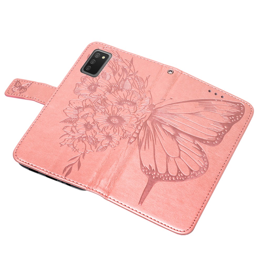  Samsung Galaxy A03s Fodral Tryckt Butterfly Roséguld