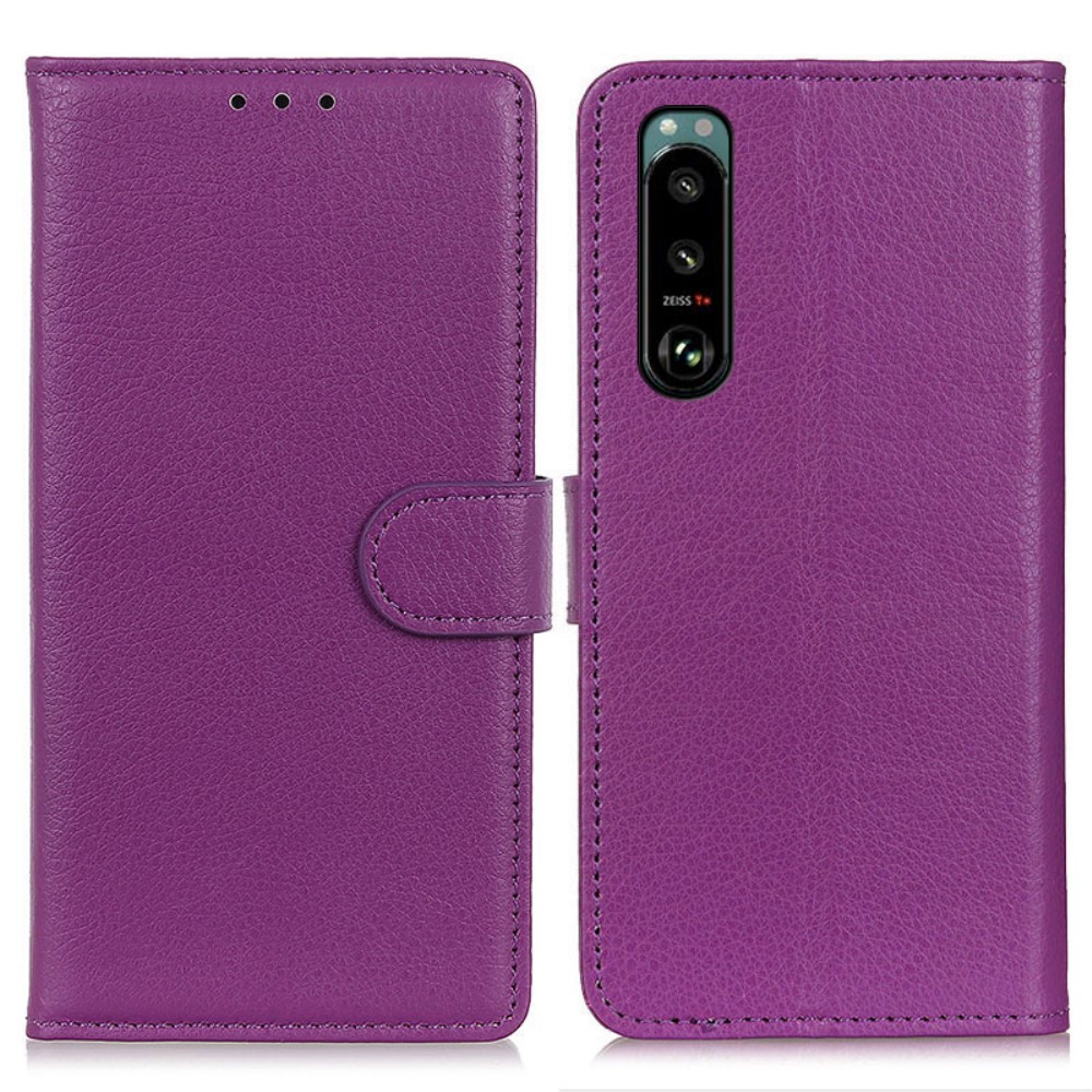  Sony Xperia 5 III Fodral Litchi Textur Lila
