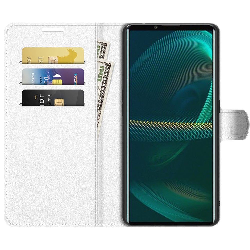  Sony Xperia 5 III Fodral Litchi Läder Vit
