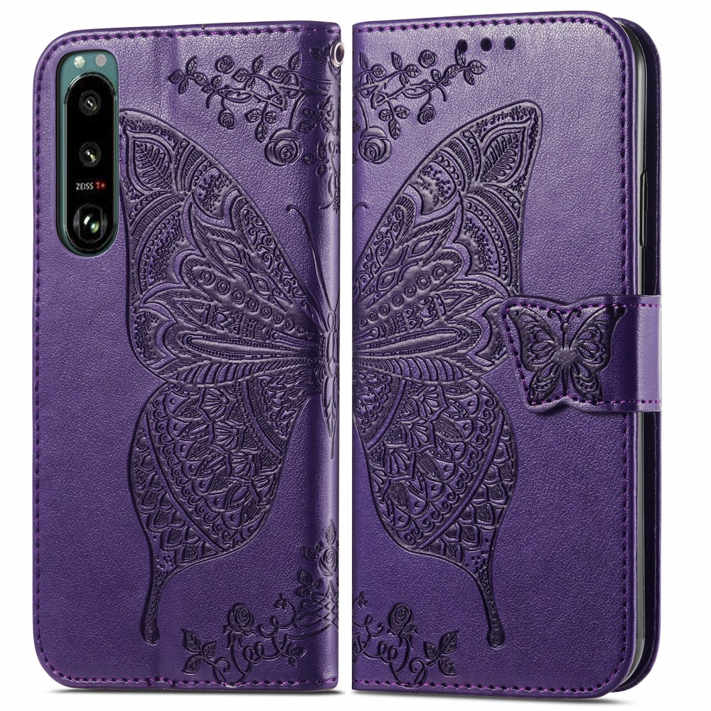  Sony Xperia 5 III Fodral Tryckt Butterfly Lila
