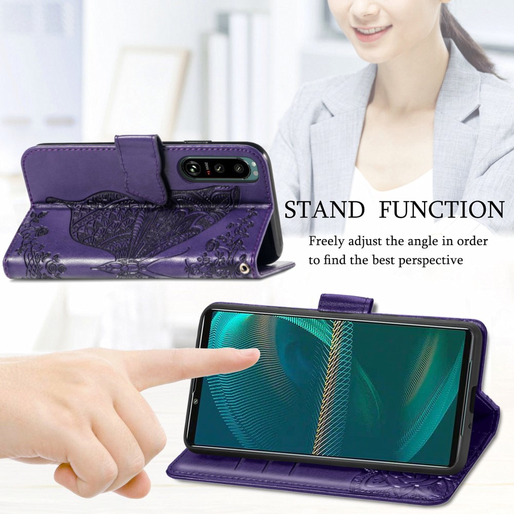  Sony Xperia 5 III Fodral Tryckt Butterfly Lila