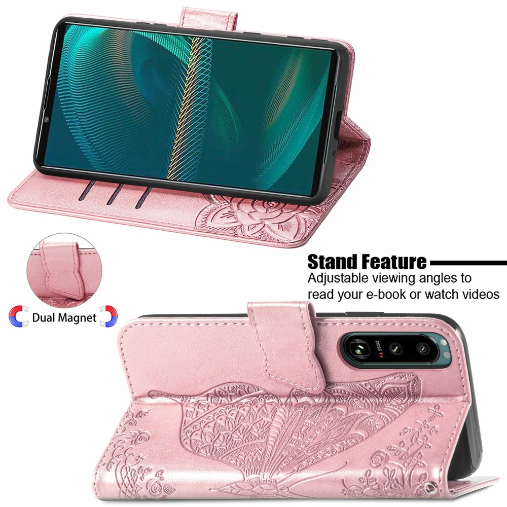  Sony Xperia 5 III Fodral Tryckt Butterfly Roséguld