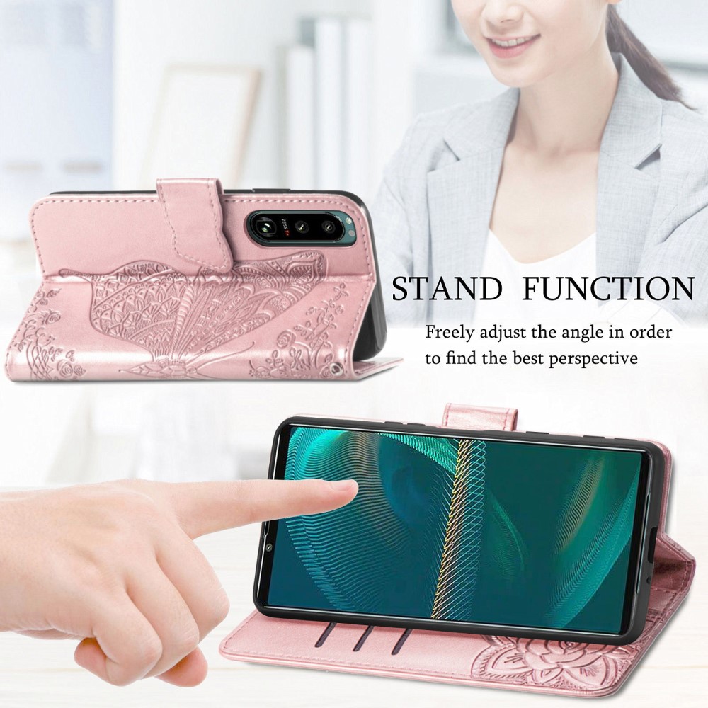  Sony Xperia 5 III Fodral Tryckt Butterfly Roséguld