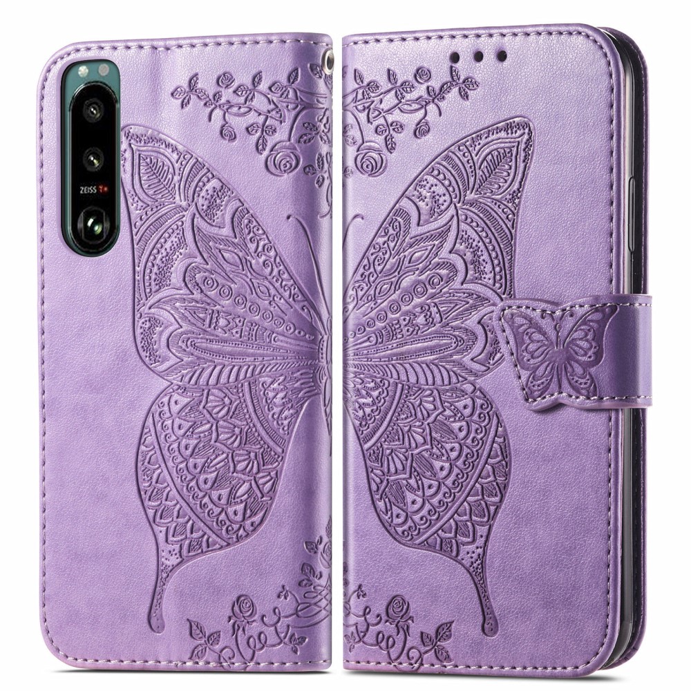  Sony Xperia 5 III Fodral Tryckt Butterfly Lila