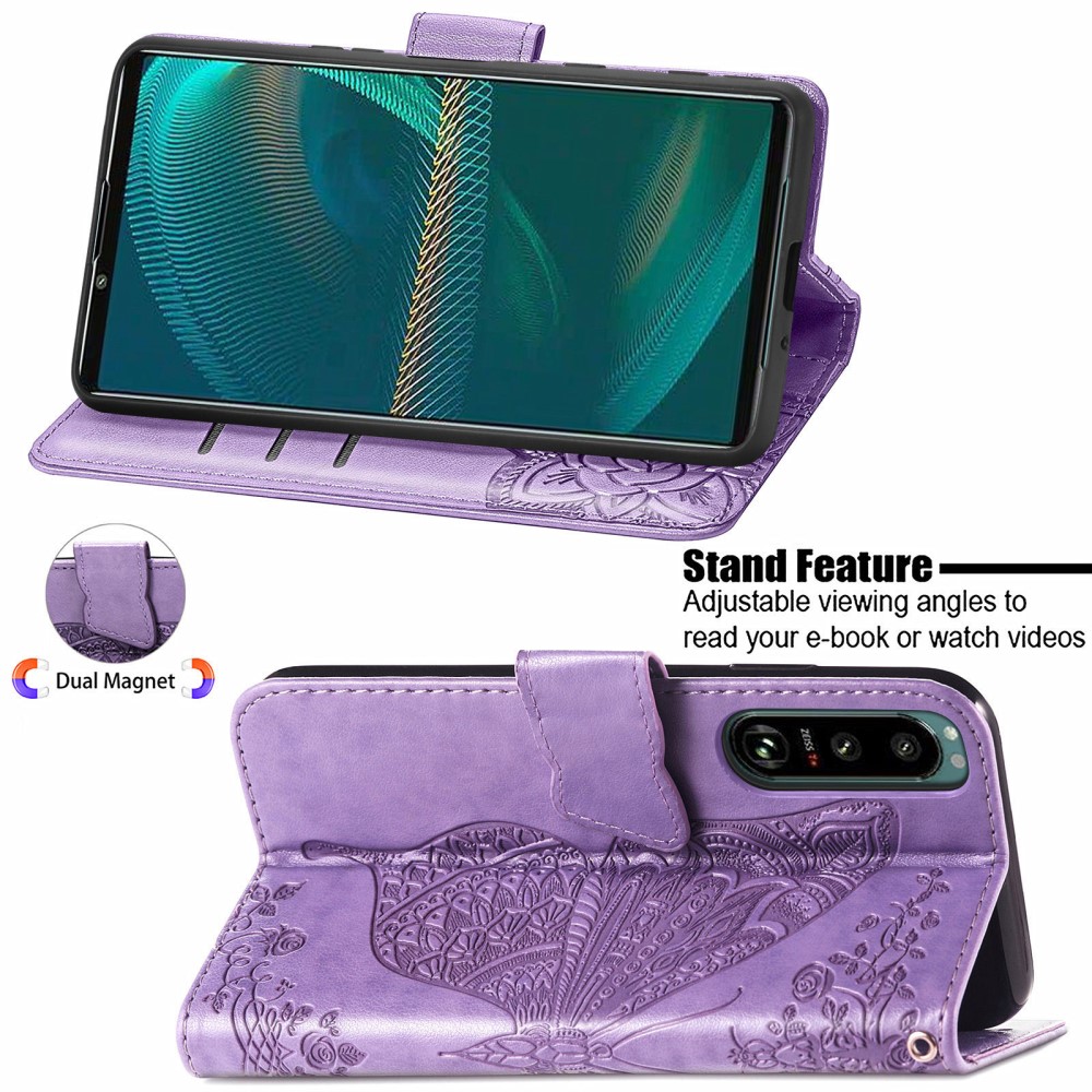  Sony Xperia 5 III Fodral Tryckt Butterfly Lila