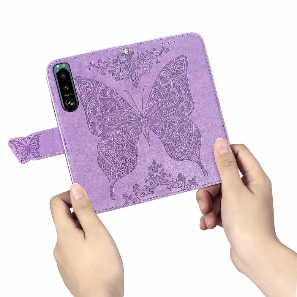  Sony Xperia 5 III Fodral Tryckt Butterfly Lila