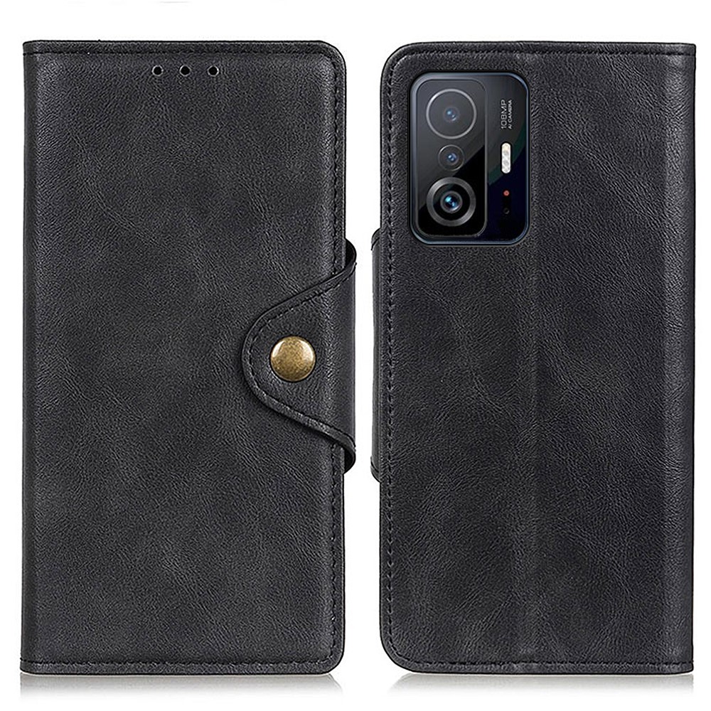 Xiaomi 11T / 11T Pro Fodral Läder Magnetisk Mässing Svart