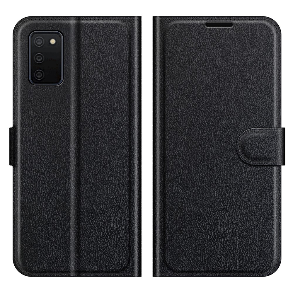  Samsung Galaxy A03s Fodral Litchi Läder Svart
