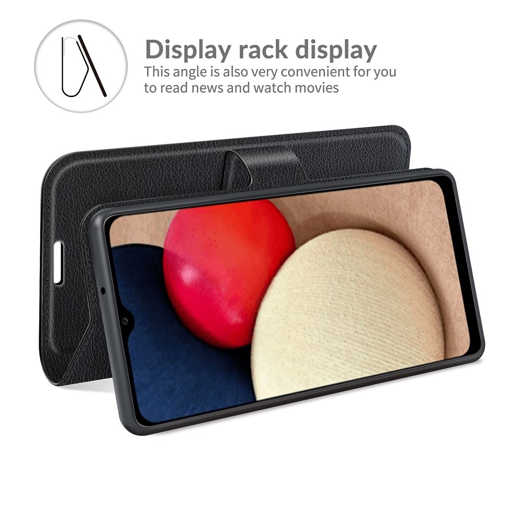  Samsung Galaxy A03s Fodral Litchi Läder Svart