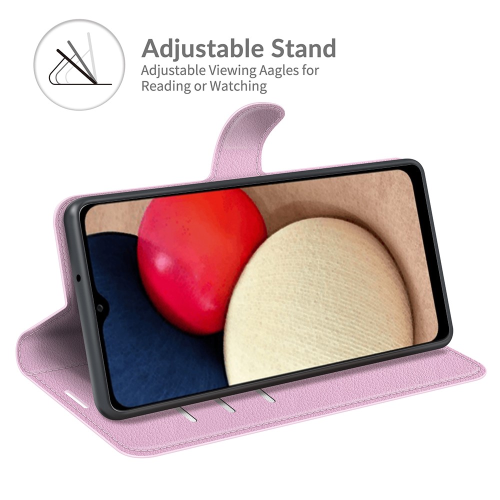 Samsung Galaxy A03s Fodral Litchi Läder Ljus Rosa