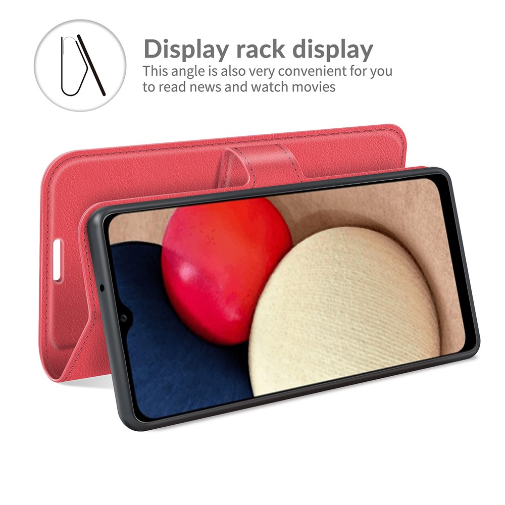  Samsung Galaxy A03s Fodral Litchi Läder Röd