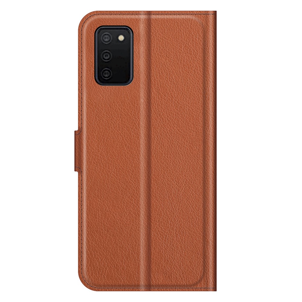  Samsung Galaxy A03s Fodral Litchi Läder Brun