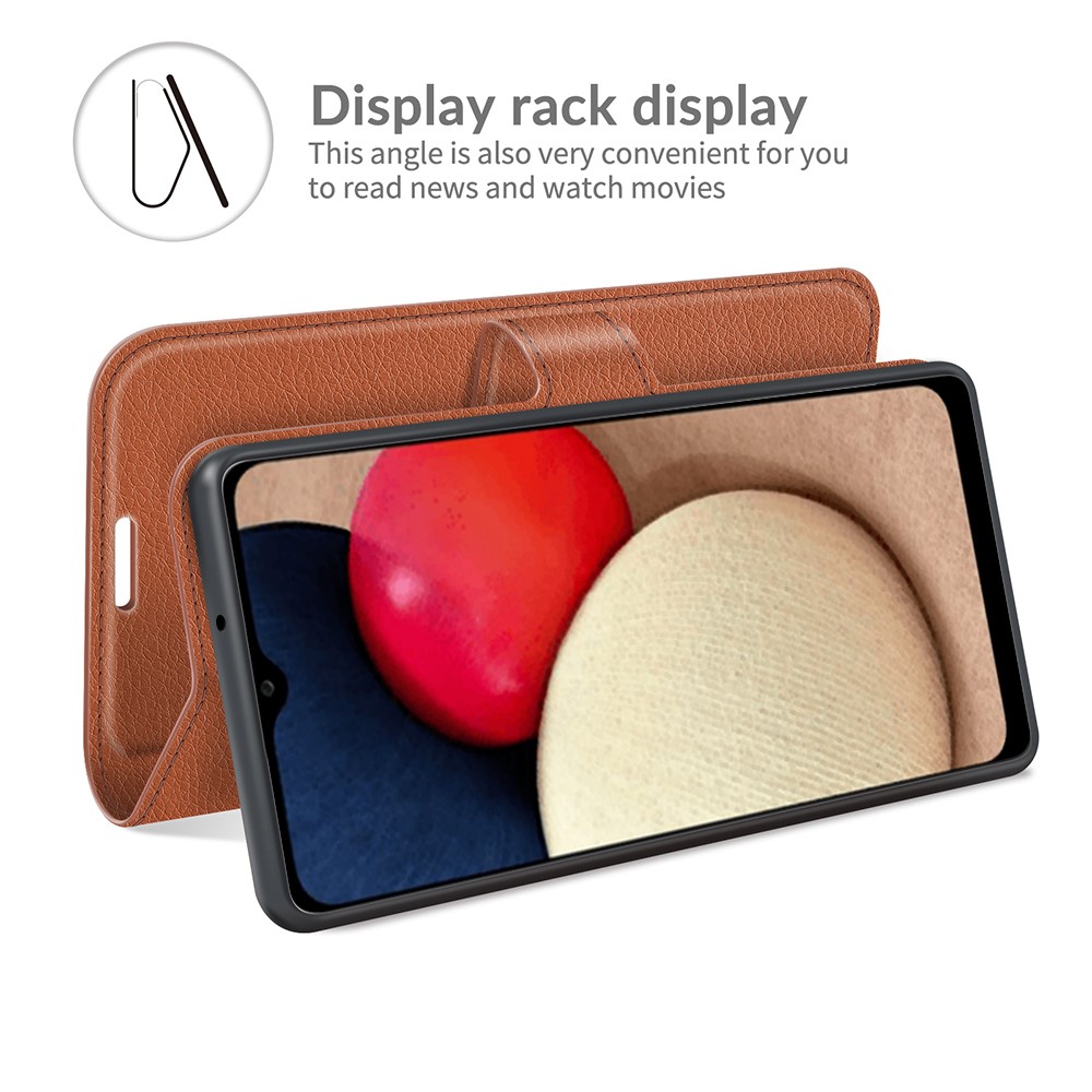  Samsung Galaxy A03s Fodral Litchi Läder Brun