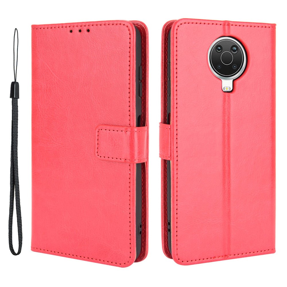  Nokia G10 / G20 Fodral Crazy Horse Läder Röd