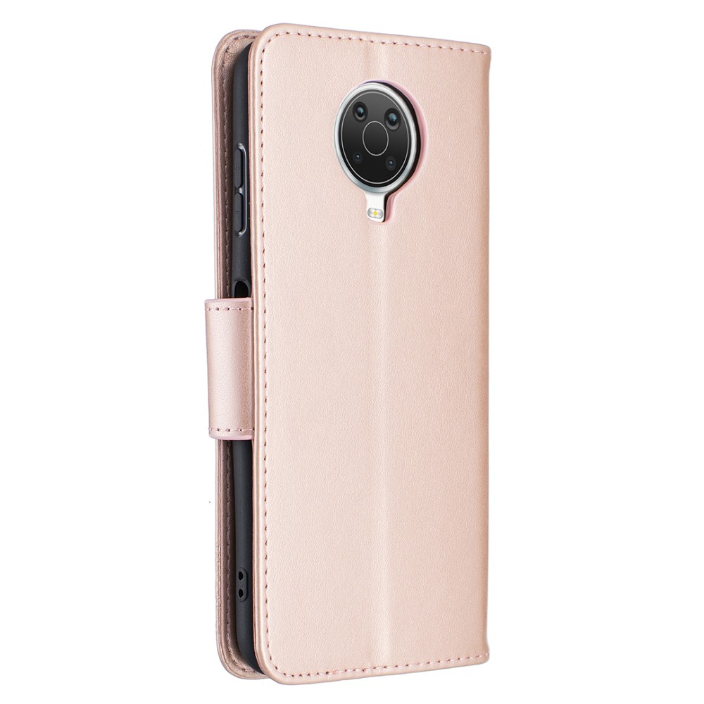  Nokia G10 / G20 Fodral Tryckt Butterfly Läder Roséguld