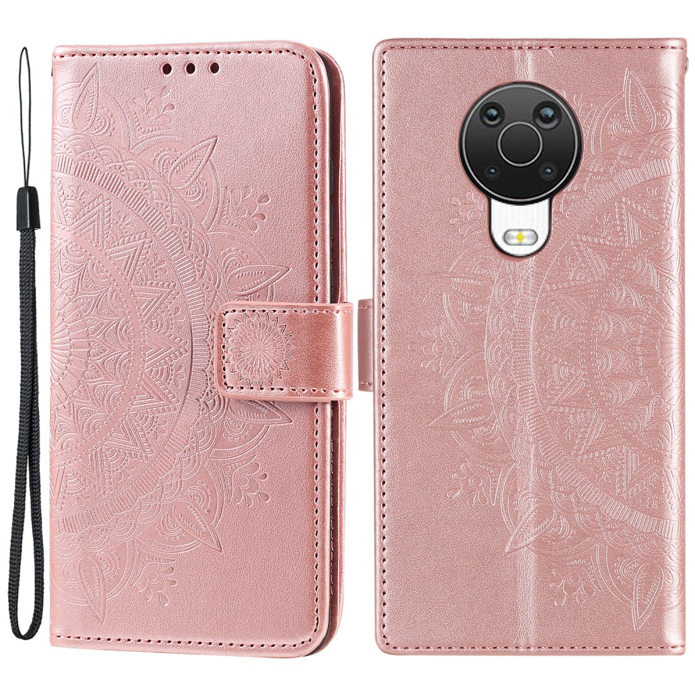  Nokia G10 / G20 Fodral Tryckt Mandala Läder Roséguld