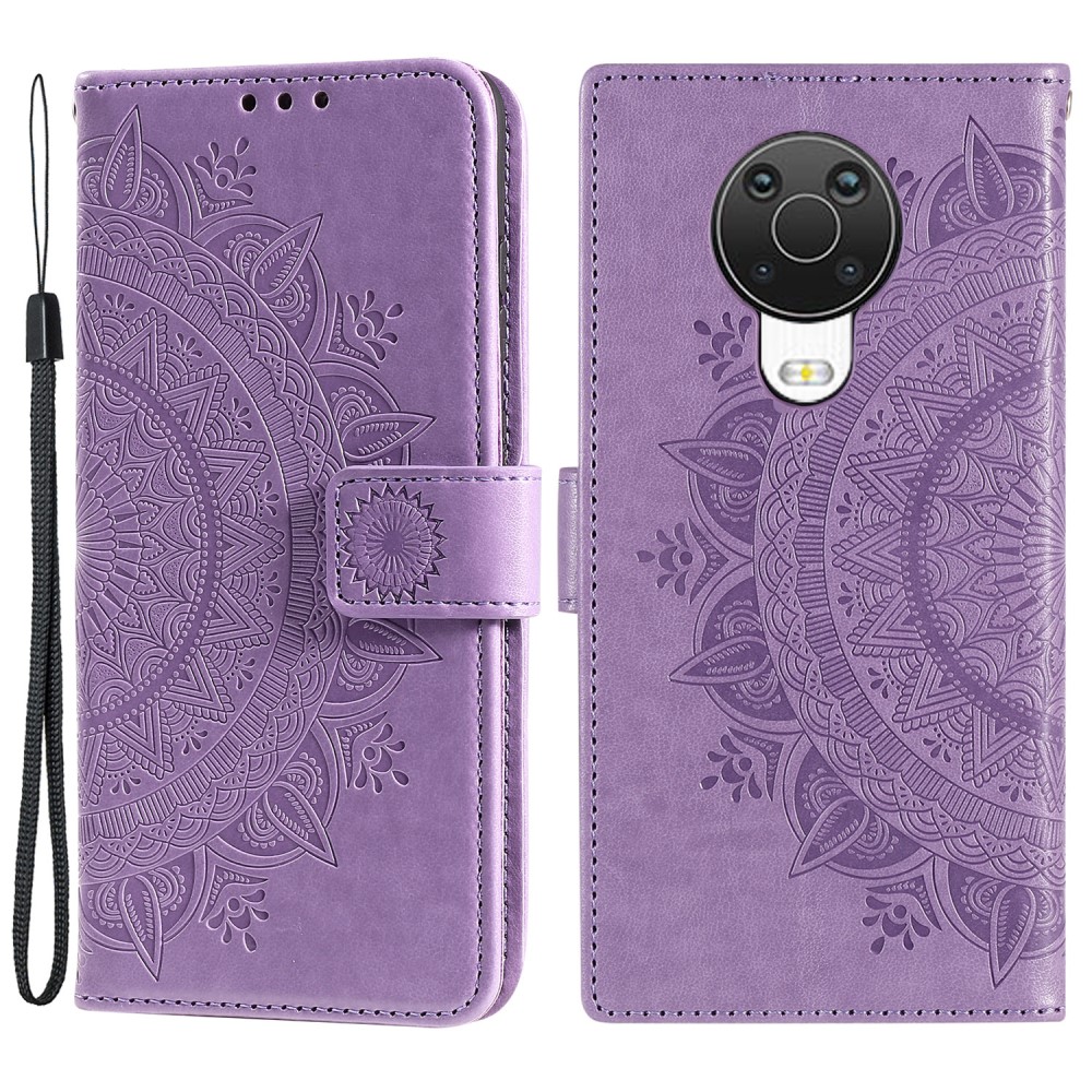  Nokia G10 / G20 Fodral Tryckt Mandala Läder Lila