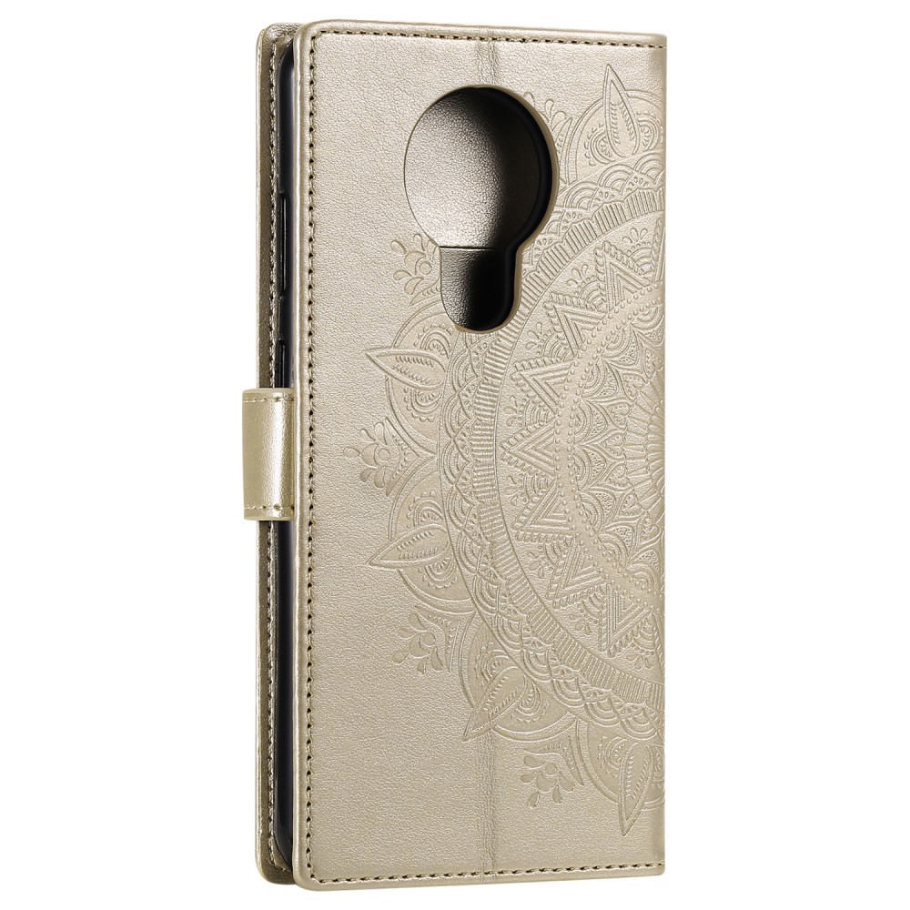  Nokia G10 / G20 Fodral Tryckt Mandala Läder Guld
