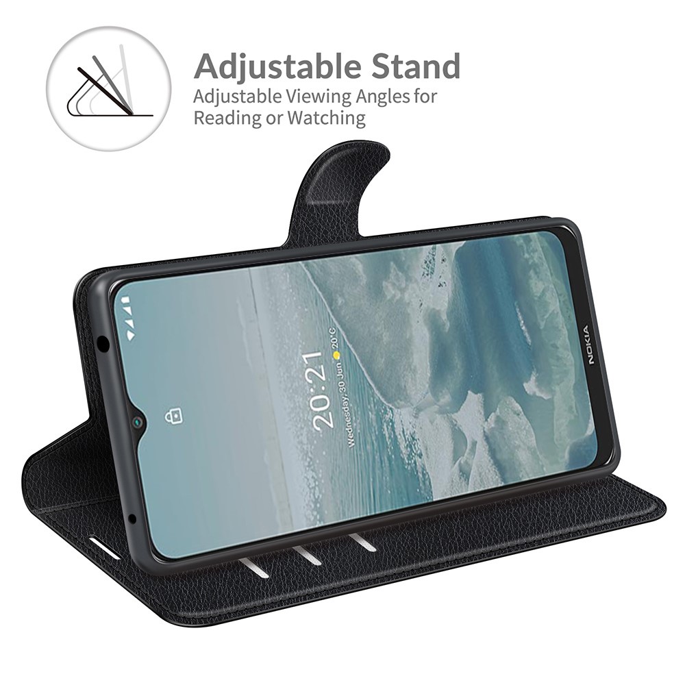  Nokia G10 / G20 Fodral Litchi Läder Svart