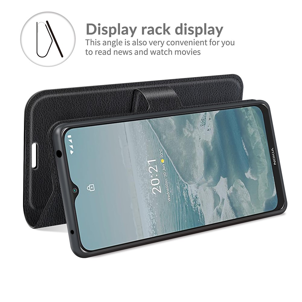  Nokia G10 / G20 Fodral Litchi Läder Svart