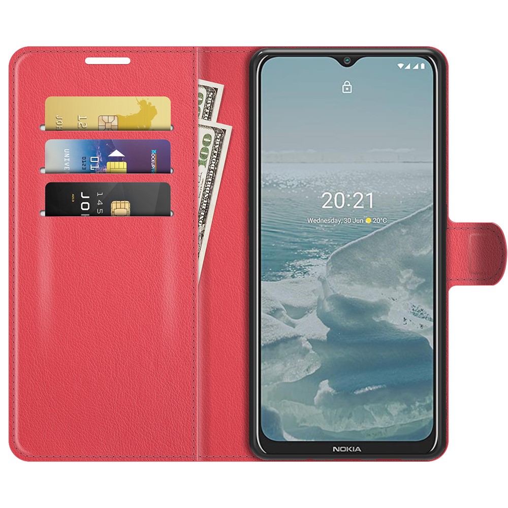  Nokia G10 / G20 Fodral Litchi Läder Röd