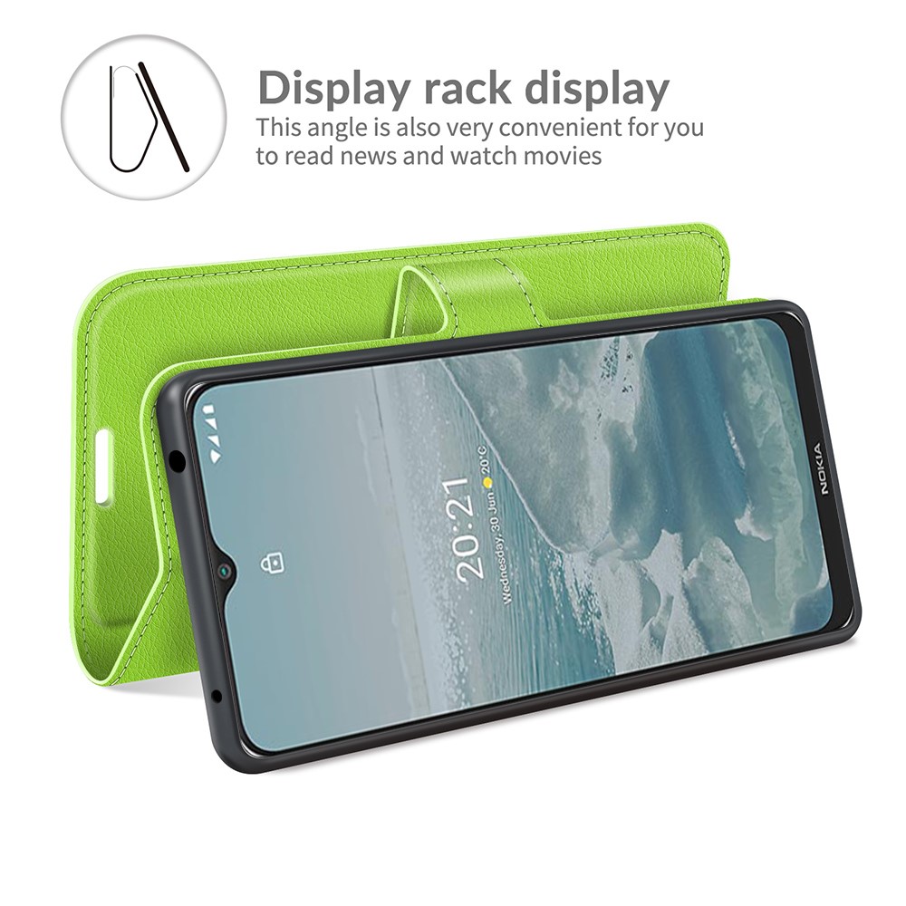  Nokia G10 / G20 Fodral Litchi Läder Grön