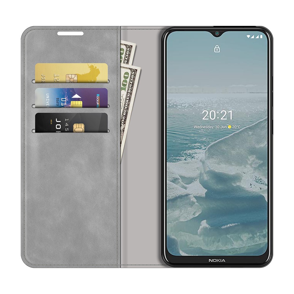  Nokia G10 / G20 Fodral Skin Touch Läder Grå